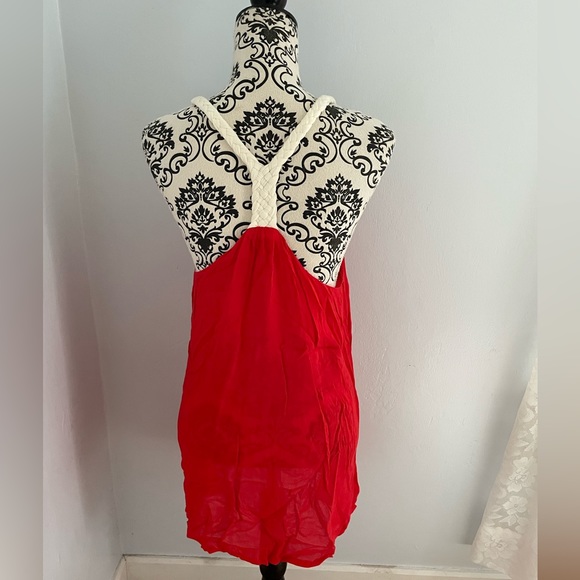 YA Los Angeles Red Tank Top / Dress with lace and Cables size large - Picture 2 of 3